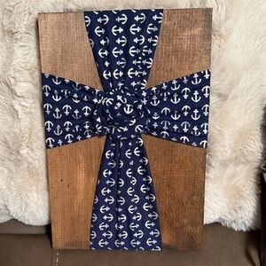 Nautical Anchor Wood And Fabric Cross Wall Art …Handmade